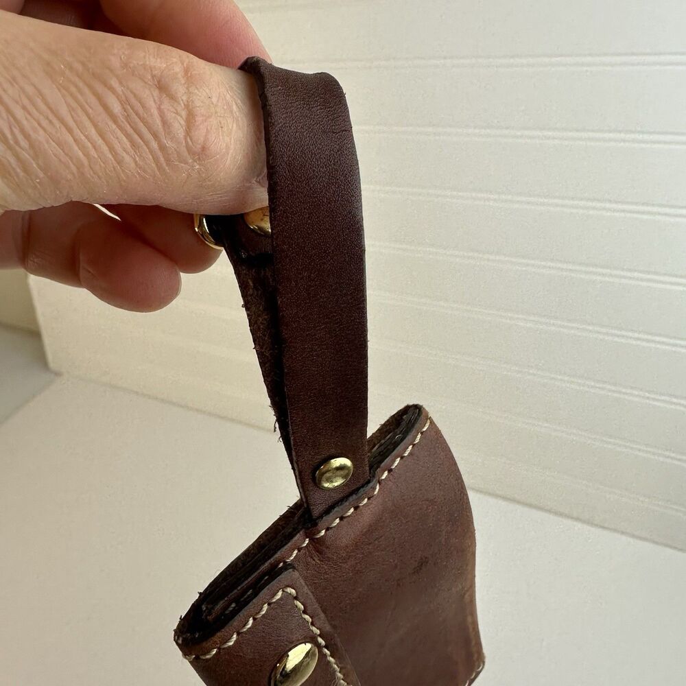 Hartmann Brown Leather Luggage Suitcase ID Tag Double Snap Closure - Picture 6 of 9